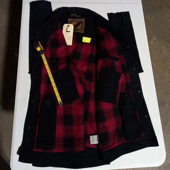 Concealed Carry Flannel Lined Canvas Shirt Jacket - Black | Large - Picture 4 of 7